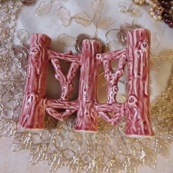 Erphila Fayence Germany log fence bud vase vintage excellent - Picture 2 of 9